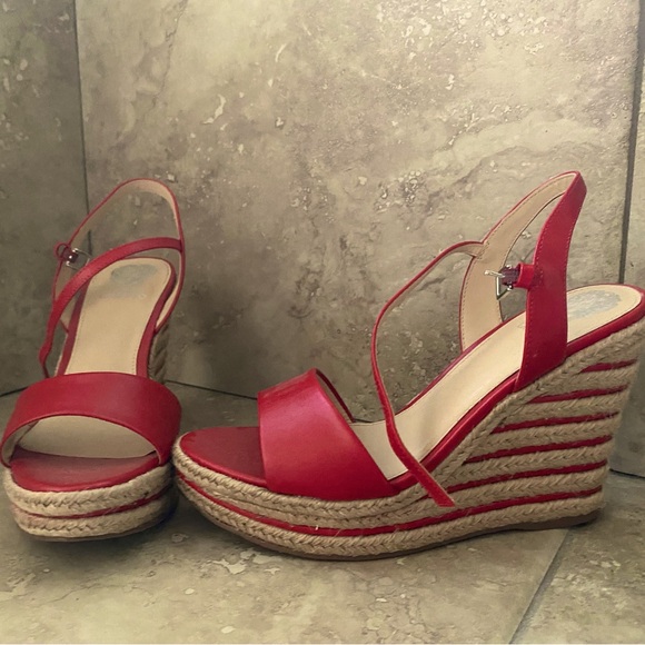 Vince Camuto Red Wedge Heels Size 8
